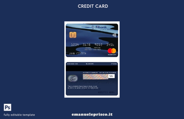 modello di carta mastercard bancaria Guinea Fibank in stile verificato